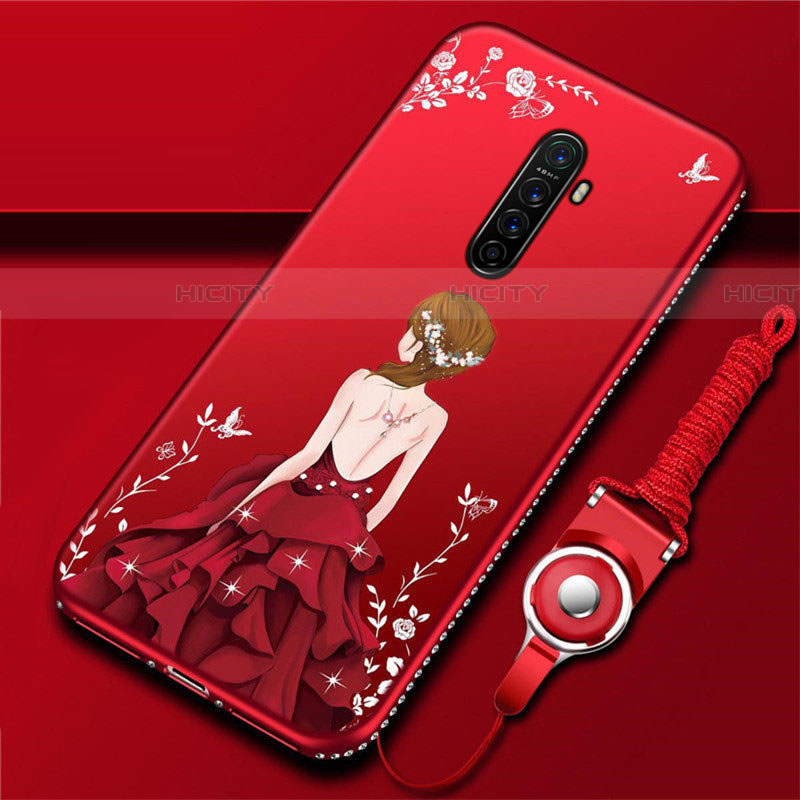 Custodia Silicone Gel Morbida Abito Ragazza Cover per Realme X2 Pro Rosso