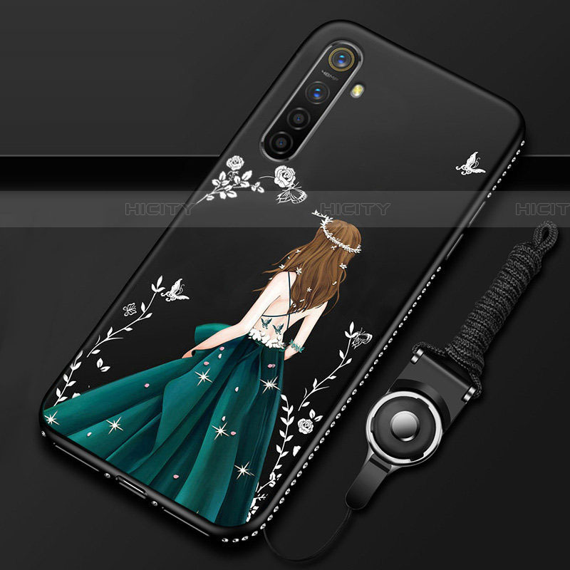 Custodia Silicone Gel Morbida Abito Ragazza Cover per Realme XT Nero