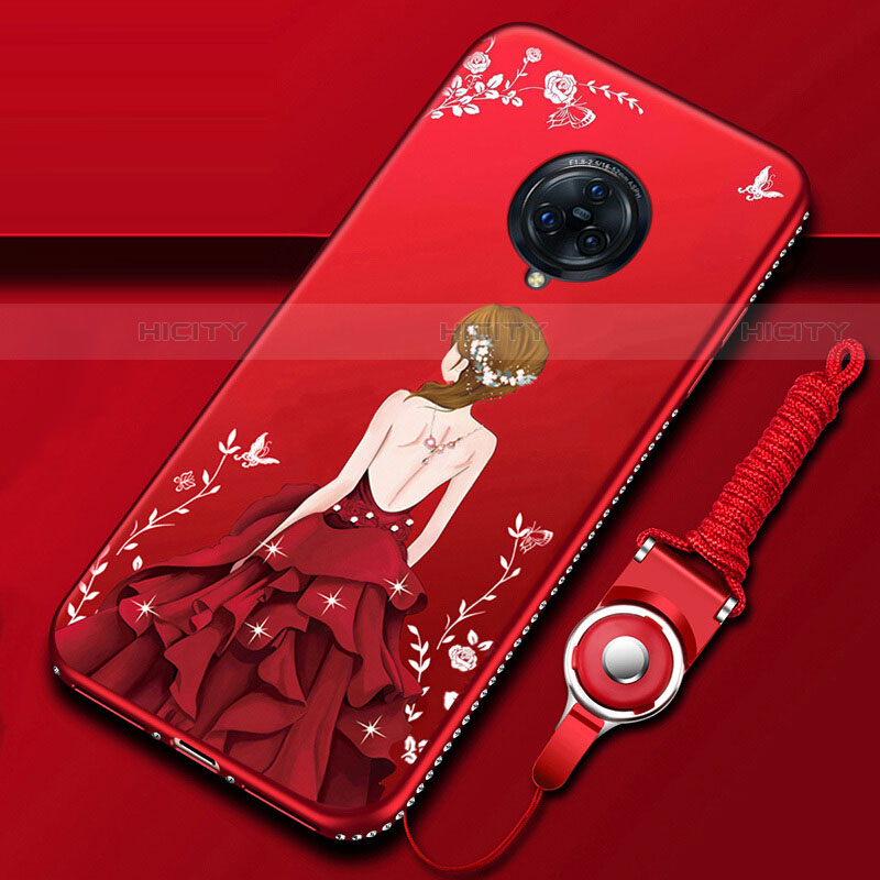 Custodia Silicone Gel Morbida Abito Ragazza Cover per Vivo Nex 3 Rosso