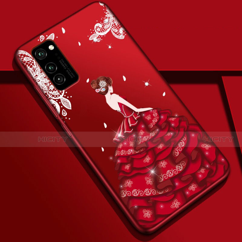 Custodia Silicone Gel Morbida Abito Ragazza Cover S01 per Huawei Honor V30 5G