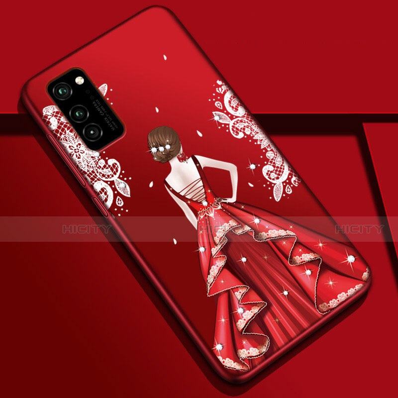 Custodia Silicone Gel Morbida Abito Ragazza Cover S01 per Huawei Honor View 30 5G Colorato