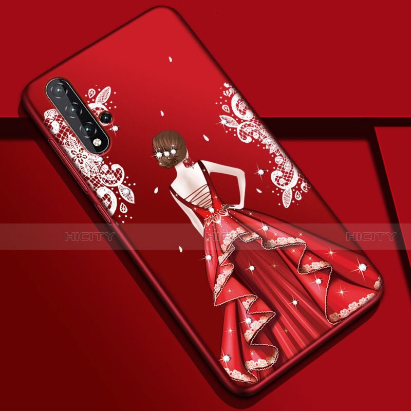 Custodia Silicone Gel Morbida Abito Ragazza Cover S01 per Huawei Nova 5