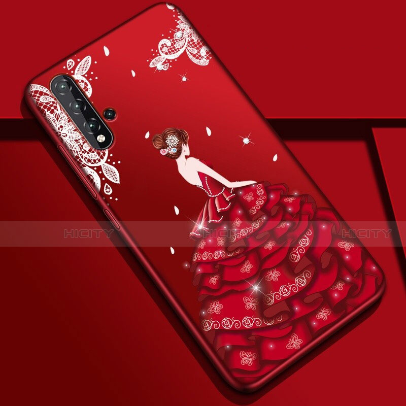 Custodia Silicone Gel Morbida Abito Ragazza Cover S01 per Huawei Nova 5 Colorato