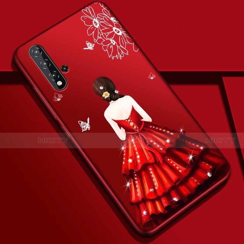 Custodia Silicone Gel Morbida Abito Ragazza Cover S01 per Huawei Nova 5 Pro