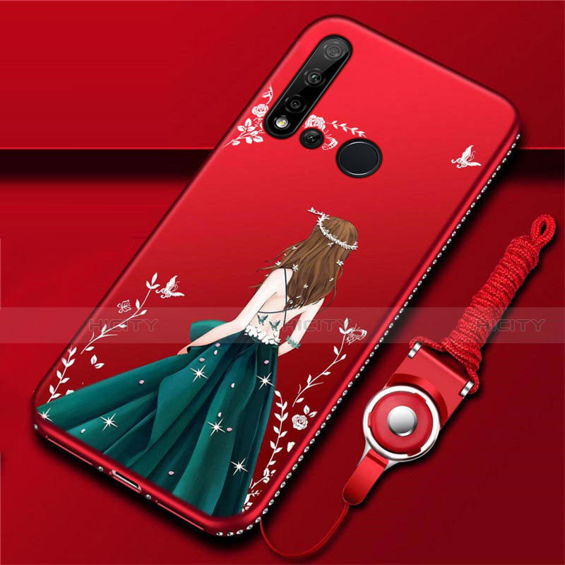 Custodia Silicone Gel Morbida Abito Ragazza Cover S01 per Huawei P20 Lite (2019) Multicolore