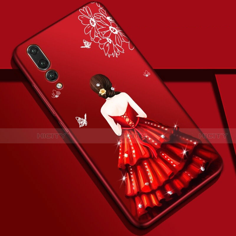 Custodia Silicone Gel Morbida Abito Ragazza Cover S01 per Huawei P20 Pro