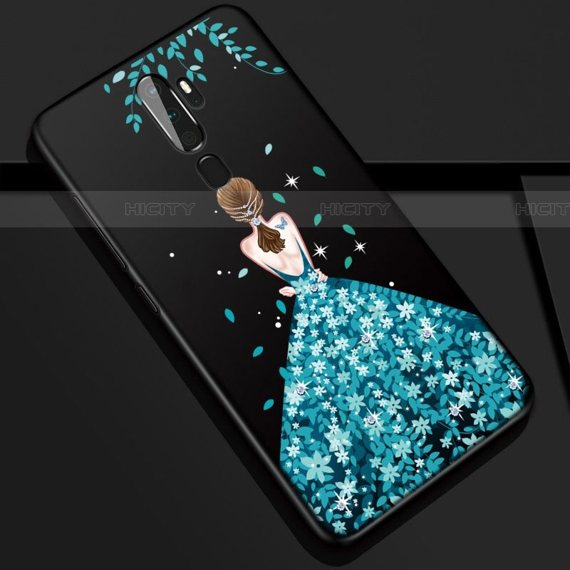 Custodia Silicone Gel Morbida Abito Ragazza Cover S01 per Oppo A11 Blu