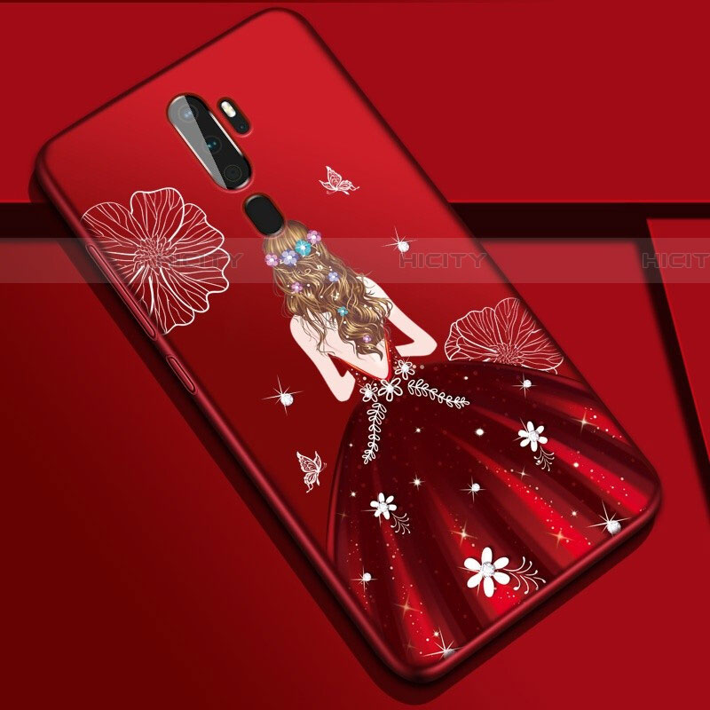 Custodia Silicone Gel Morbida Abito Ragazza Cover S01 per Oppo A11 Rosso Rosa