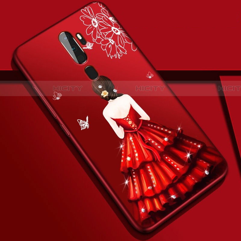 Custodia Silicone Gel Morbida Abito Ragazza Cover S01 per Oppo A11X Rosso