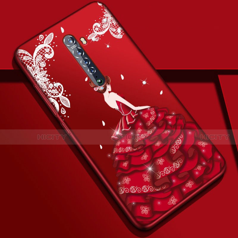 Custodia Silicone Gel Morbida Abito Ragazza Cover S01 per Oppo Reno2 Colorato