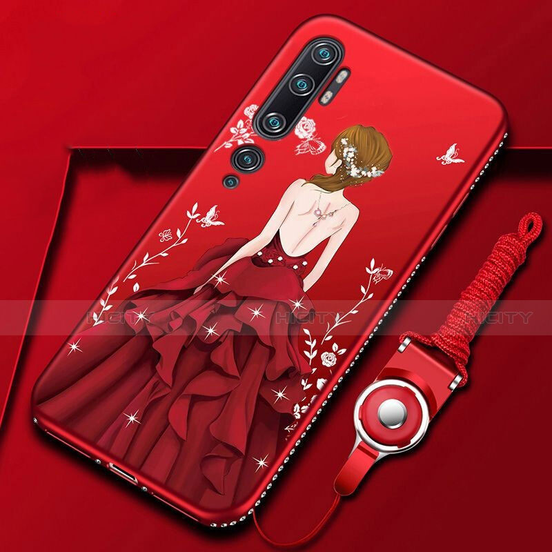 Custodia Silicone Gel Morbida Abito Ragazza Cover S01 per Xiaomi Mi Note 10 Pro