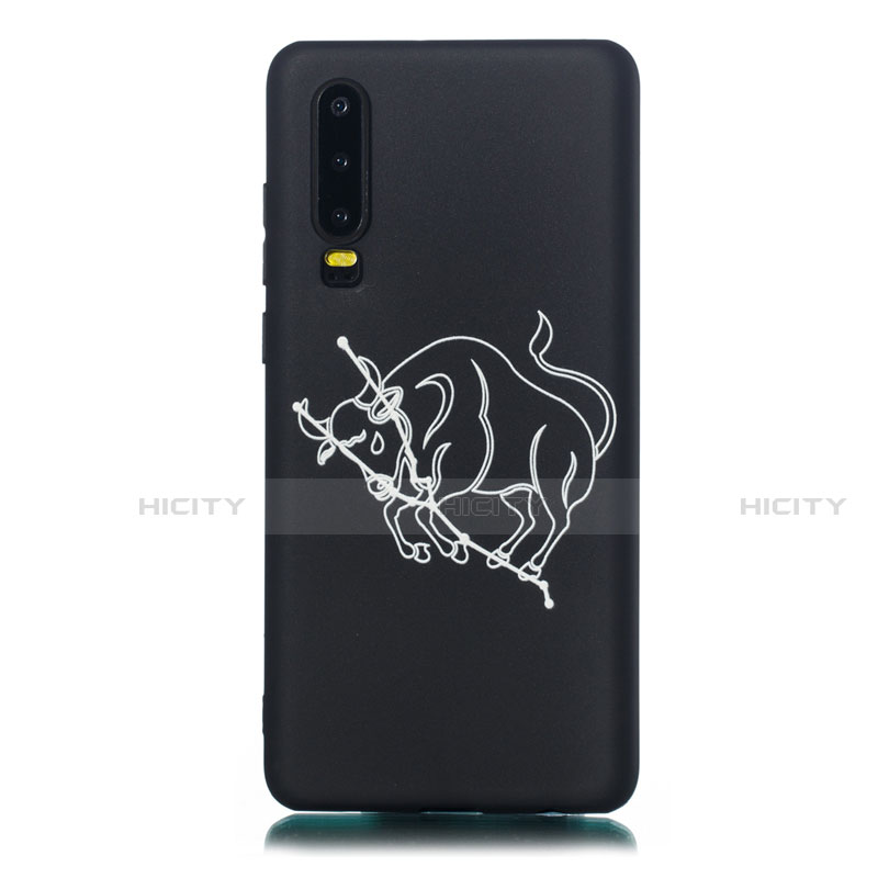 Custodia Silicone Gel Morbida Costellazione Cover S02 per Huawei P30 Nero