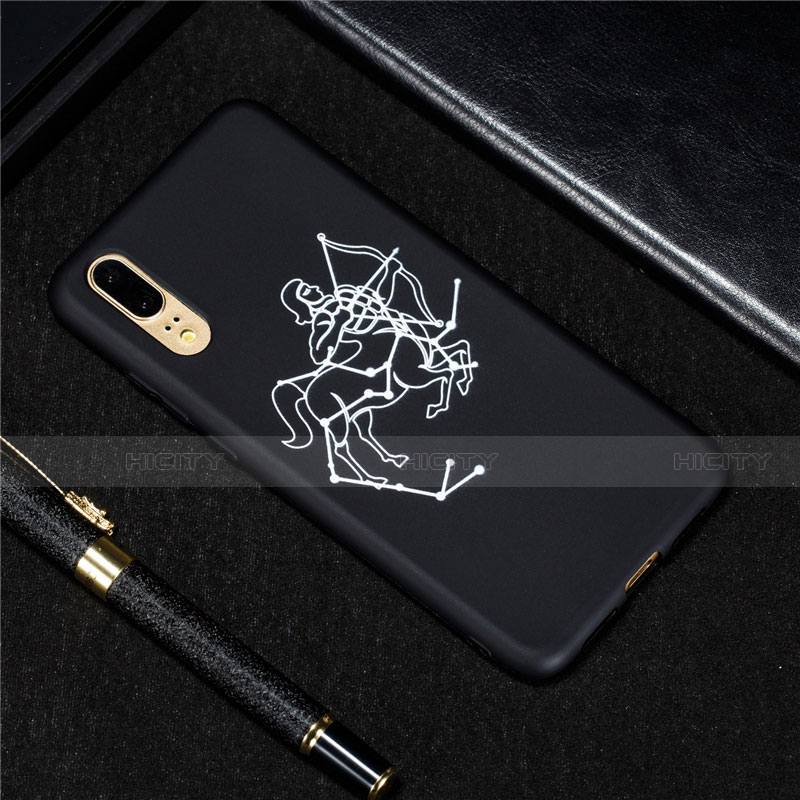 Custodia Silicone Gel Morbida Costellazione Cover S03 per Huawei P20 Nero