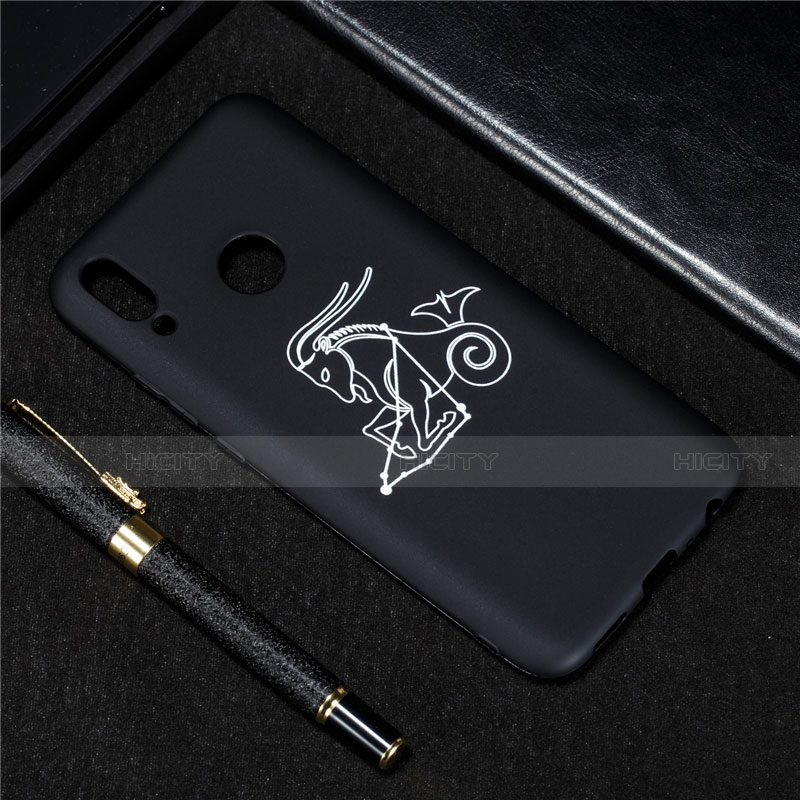 Custodia Silicone Gel Morbida Costellazione Cover S03 per Huawei Y9 (2019) Nero