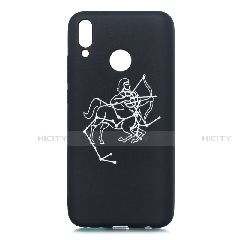 Custodia Silicone Gel Morbida Costellazione Cover S04 per Huawei Enjoy 9 Plus Nero