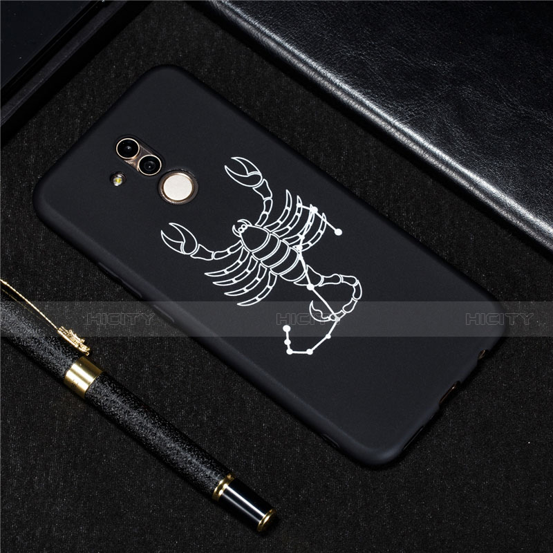 Custodia Silicone Gel Morbida Costellazione Cover S04 per Huawei Mate 20 Lite Nero