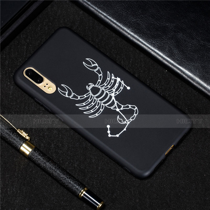 Custodia Silicone Gel Morbida Costellazione Cover S04 per Huawei P20 Nero