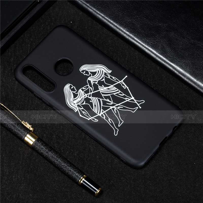 Custodia Silicone Gel Morbida Costellazione Cover S04 per Huawei P30 Lite XL Nero