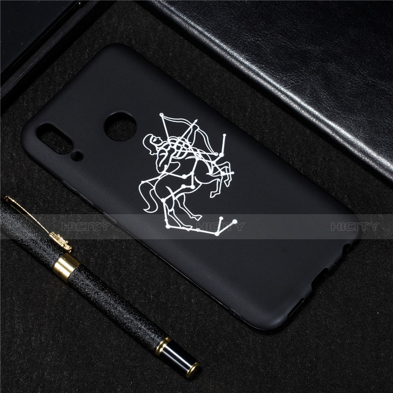 Custodia Silicone Gel Morbida Costellazione Cover S04 per Huawei Y9 (2019) Nero