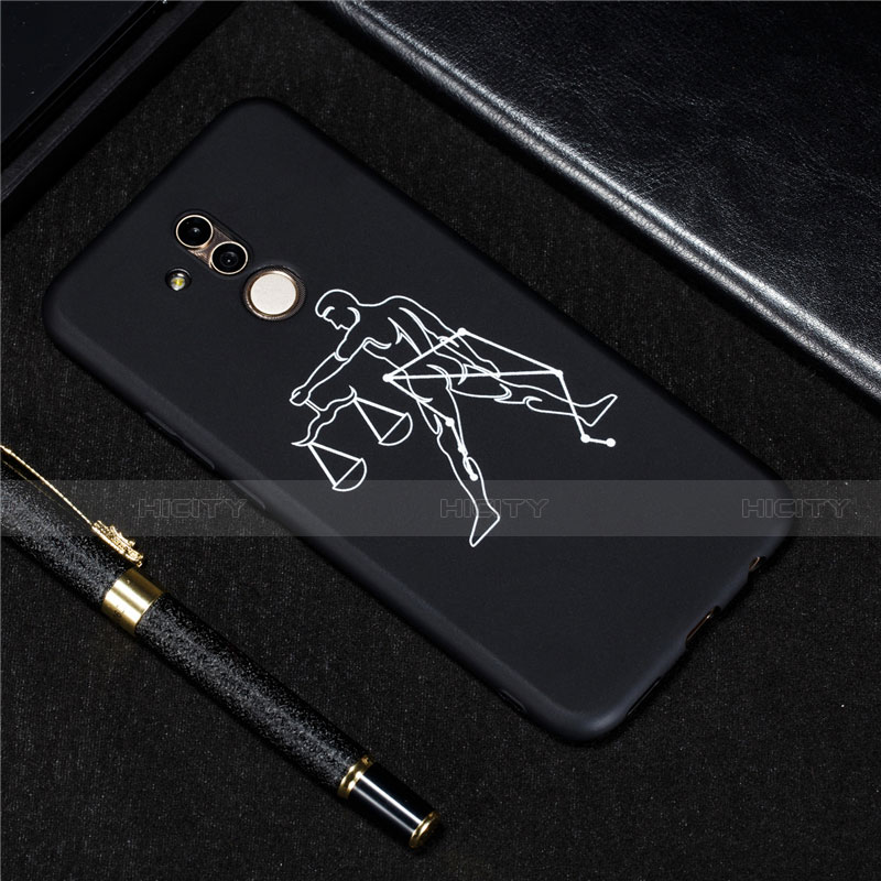 Custodia Silicone Gel Morbida Costellazione Cover S05 per Huawei Mate 20 Lite Nero