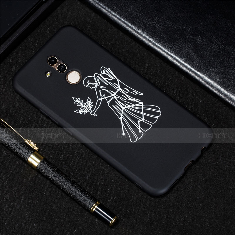 Custodia Silicone Gel Morbida Costellazione Cover S06 per Huawei Mate 20 Lite Nero