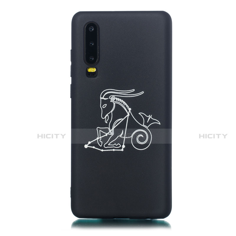 Custodia Silicone Gel Morbida Costellazione Cover S06 per Huawei P30 Nero