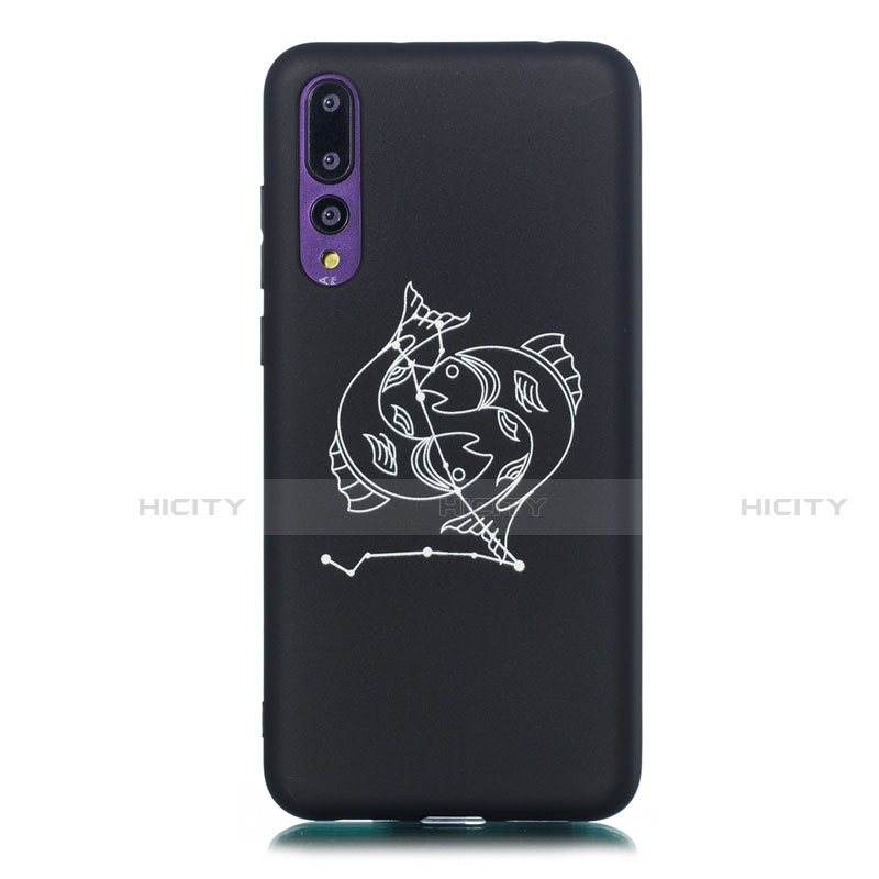 Custodia Silicone Gel Morbida Costellazione Cover S07 per Huawei P20 Pro Nero