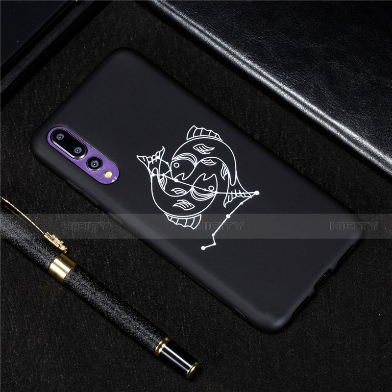 Custodia Silicone Gel Morbida Costellazione Cover S07 per Huawei P20 Pro Nero