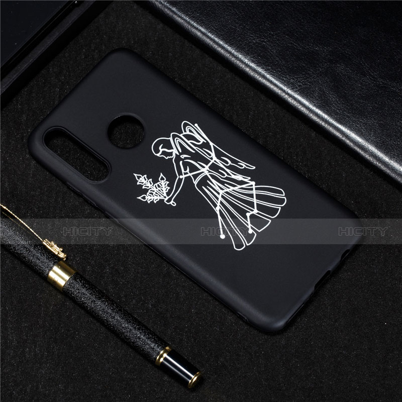 Custodia Silicone Gel Morbida Costellazione Cover S07 per Huawei P30 Lite XL Nero