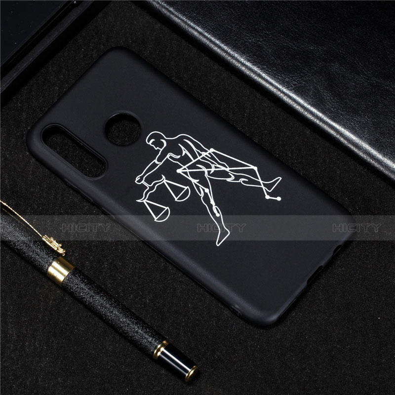 Custodia Silicone Gel Morbida Costellazione Cover S08 per Huawei P30 Lite Nero