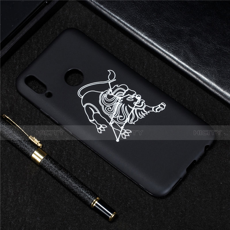 Custodia Silicone Gel Morbida Costellazione Cover S08 per Huawei Y9 (2019) Nero