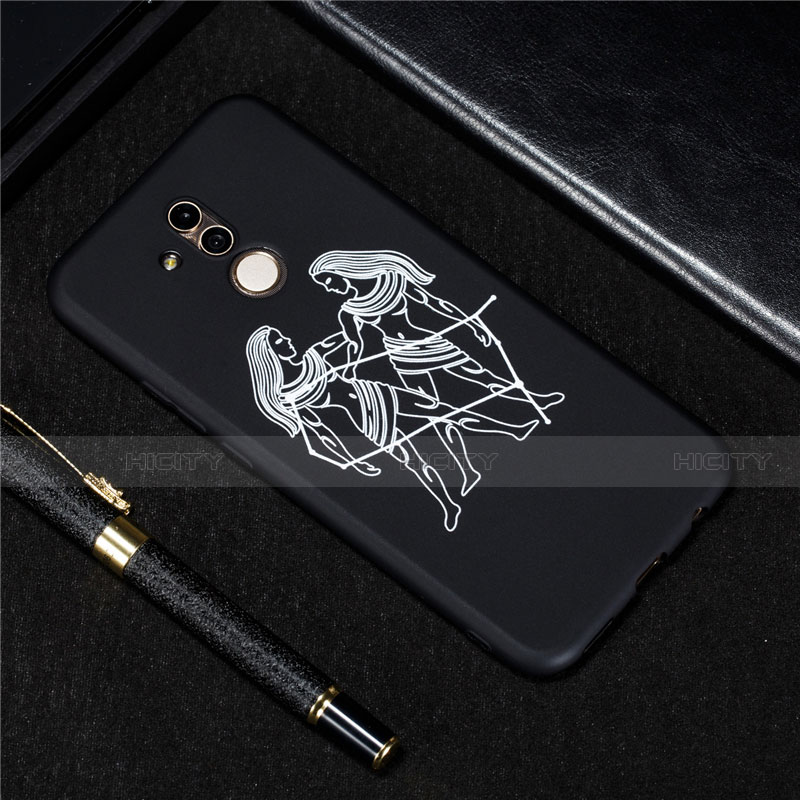 Custodia Silicone Gel Morbida Costellazione Cover S09 per Huawei Mate 20 Lite Nero