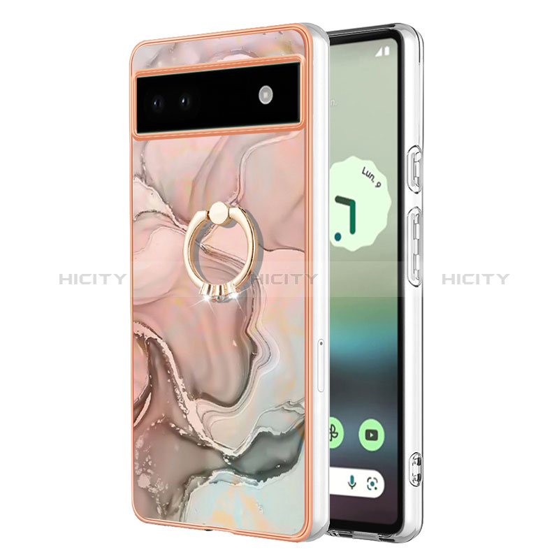 Custodia Silicone Gel Morbida Fantasia Modello Cover con Anello Supporto Y01B per Google Pixel 6a 5G