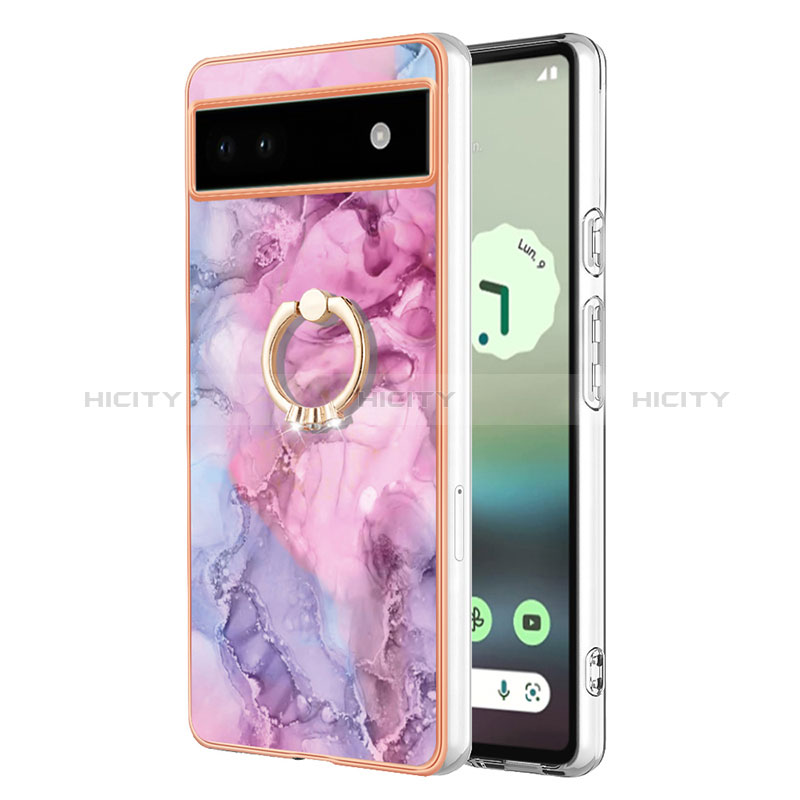 Custodia Silicone Gel Morbida Fantasia Modello Cover con Anello Supporto Y01B per Google Pixel 6a 5G