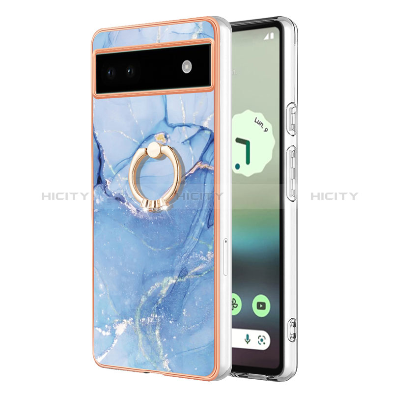 Custodia Silicone Gel Morbida Fantasia Modello Cover con Anello Supporto Y01B per Google Pixel 6a 5G