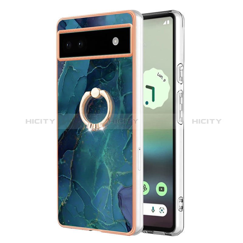 Custodia Silicone Gel Morbida Fantasia Modello Cover con Anello Supporto Y01B per Google Pixel 6a 5G