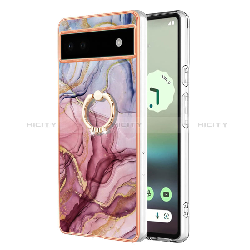 Custodia Silicone Gel Morbida Fantasia Modello Cover con Anello Supporto Y01B per Google Pixel 6a 5G Multicolore