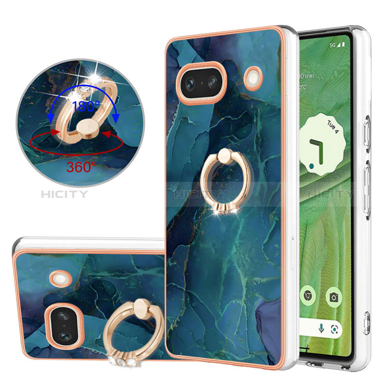 Custodia Silicone Gel Morbida Fantasia Modello Cover con Anello Supporto Y01B per Google Pixel 7a 5G