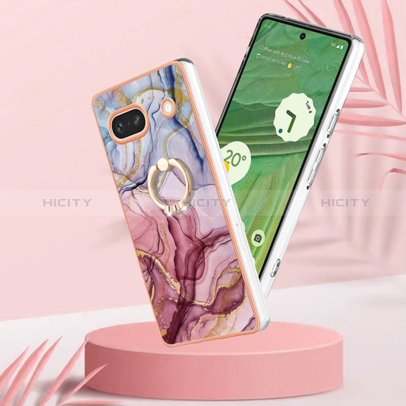 Custodia Silicone Gel Morbida Fantasia Modello Cover con Anello Supporto Y01B per Google Pixel 7a 5G