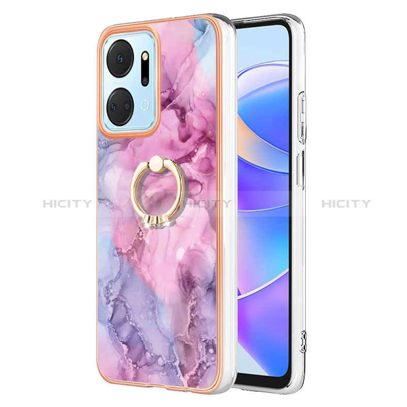 Custodia Silicone Gel Morbida Fantasia Modello Cover con Anello Supporto Y01B per Huawei Honor X7a