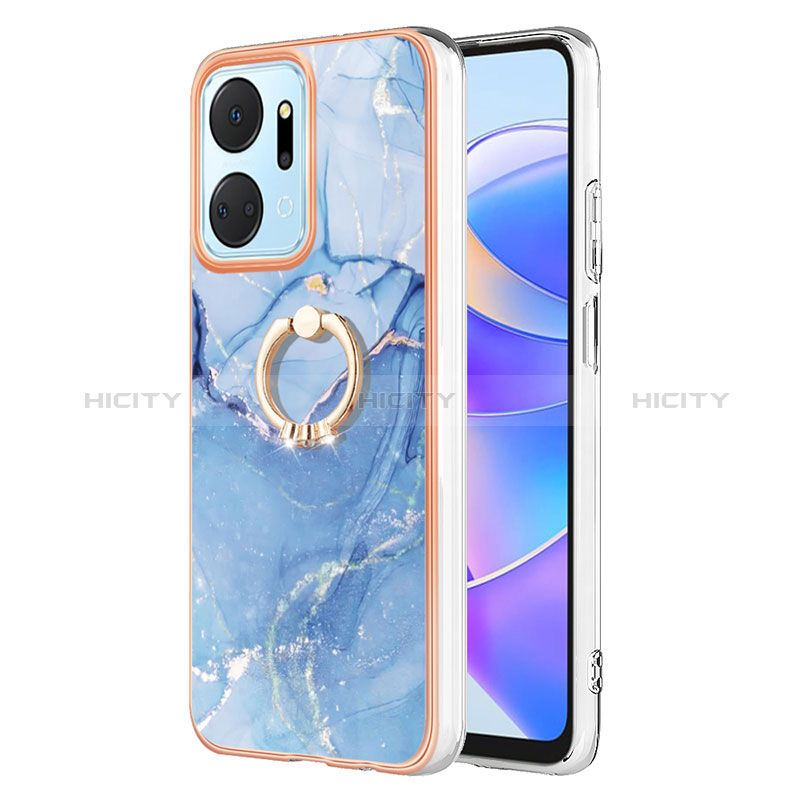 Custodia Silicone Gel Morbida Fantasia Modello Cover con Anello Supporto Y01B per Huawei Honor X7a