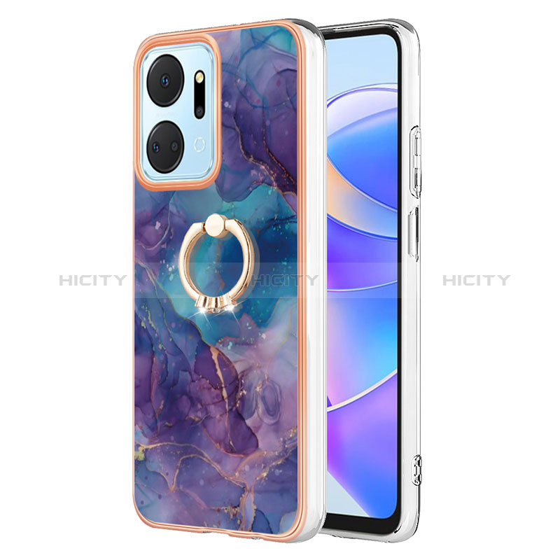 Custodia Silicone Gel Morbida Fantasia Modello Cover con Anello Supporto Y01B per Huawei Honor X7a