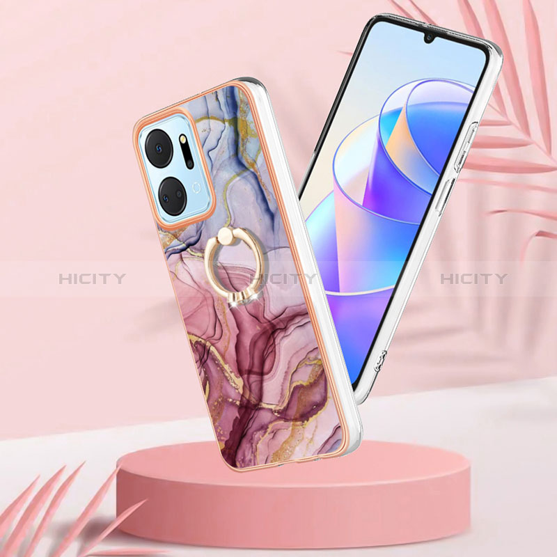 Custodia Silicone Gel Morbida Fantasia Modello Cover con Anello Supporto Y01B per Huawei Honor X7a