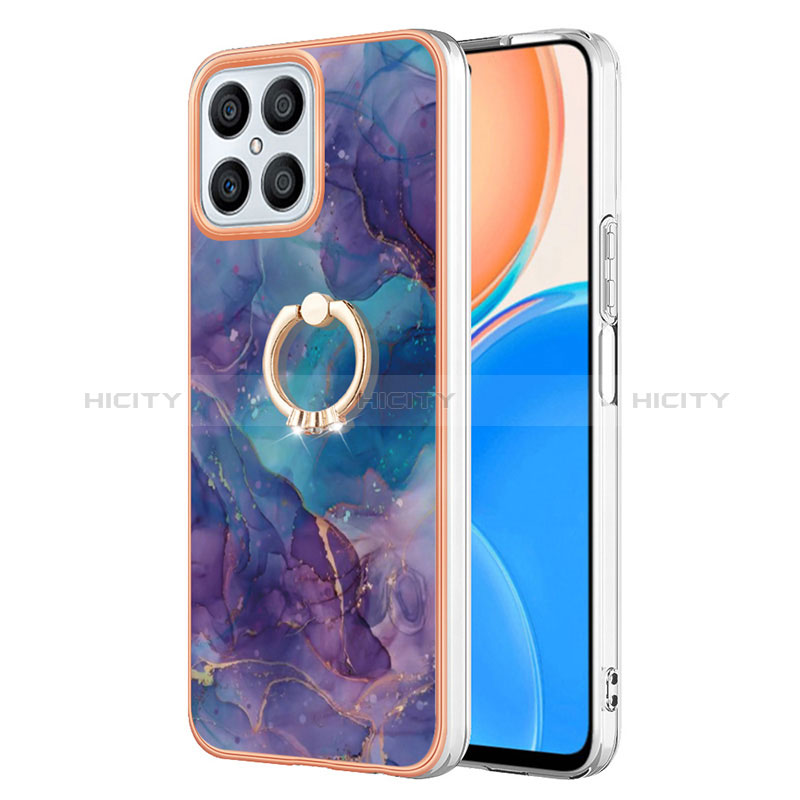 Custodia Silicone Gel Morbida Fantasia Modello Cover con Anello Supporto Y01B per Huawei Honor X8 4G