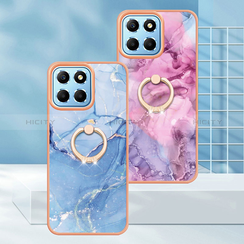 Custodia Silicone Gel Morbida Fantasia Modello Cover con Anello Supporto Y01B per Huawei Honor X8 5G