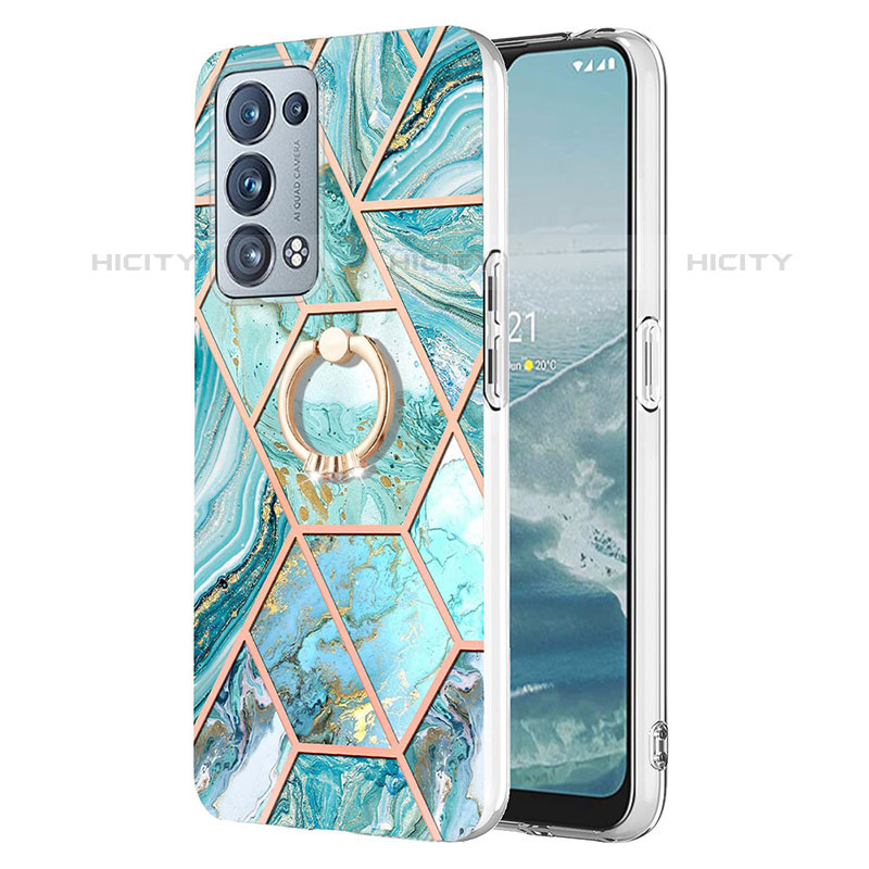 Custodia Silicone Gel Morbida Fantasia Modello Cover con Anello Supporto Y01B per Oppo Reno6 Pro+ Plus 5G