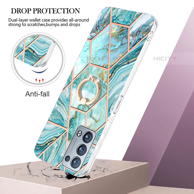 Custodia Silicone Gel Morbida Fantasia Modello Cover con Anello Supporto Y01B per Oppo Reno6 Pro+ Plus 5G