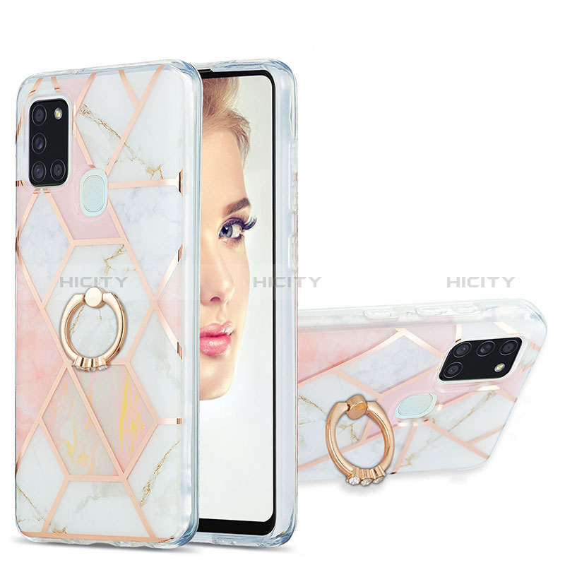 Custodia Silicone Gel Morbida Fantasia Modello Cover con Anello Supporto Y01B per Samsung Galaxy A21s