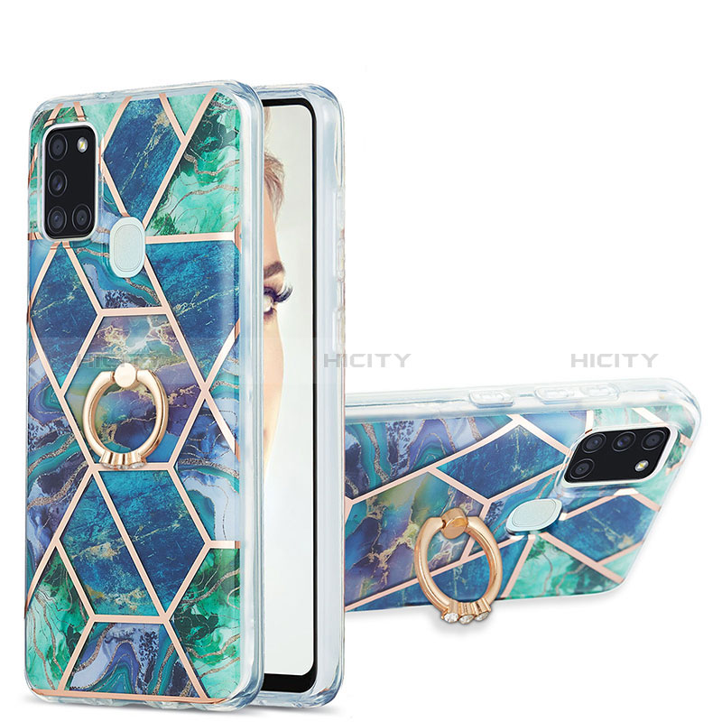 Custodia Silicone Gel Morbida Fantasia Modello Cover con Anello Supporto Y01B per Samsung Galaxy A21s