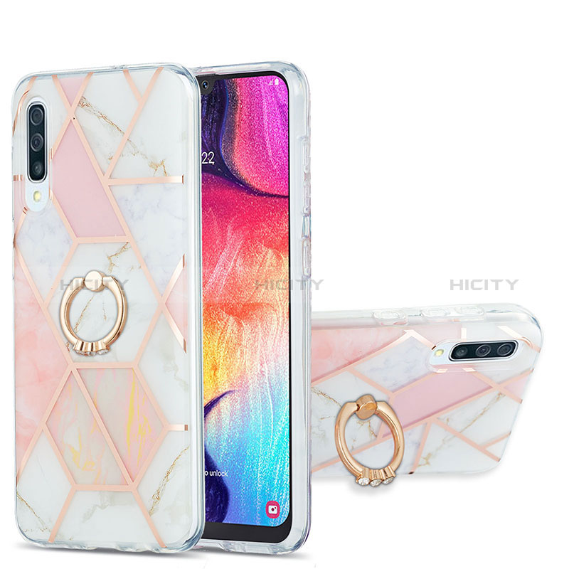 Custodia Silicone Gel Morbida Fantasia Modello Cover con Anello Supporto Y01B per Samsung Galaxy A50